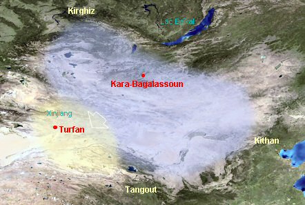 Carte des khanats ouïgours.