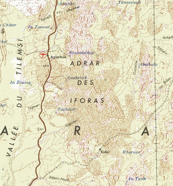 Carte de l'Adrar des Iforas.