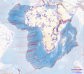 Carte de la plaque tectonique africaine.