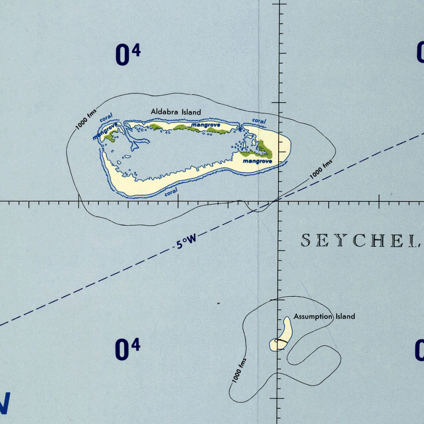 Carte des Seychelles : les Aldabra et Assumption.
