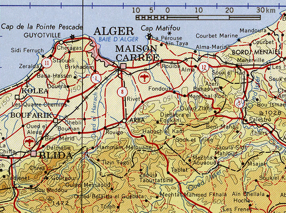 Carte des environs d'Alger.