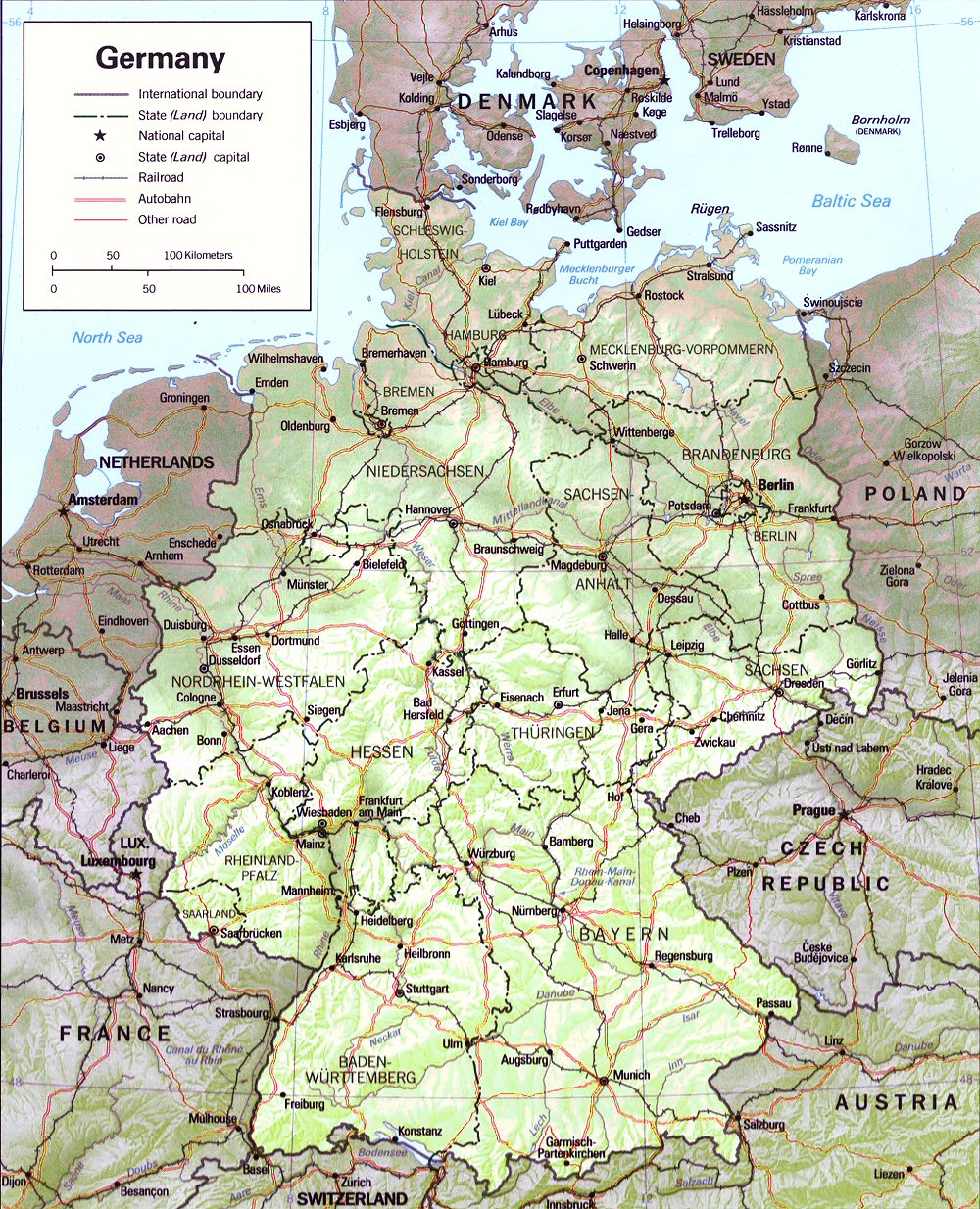 Carte de l'Allemagne (topographie).