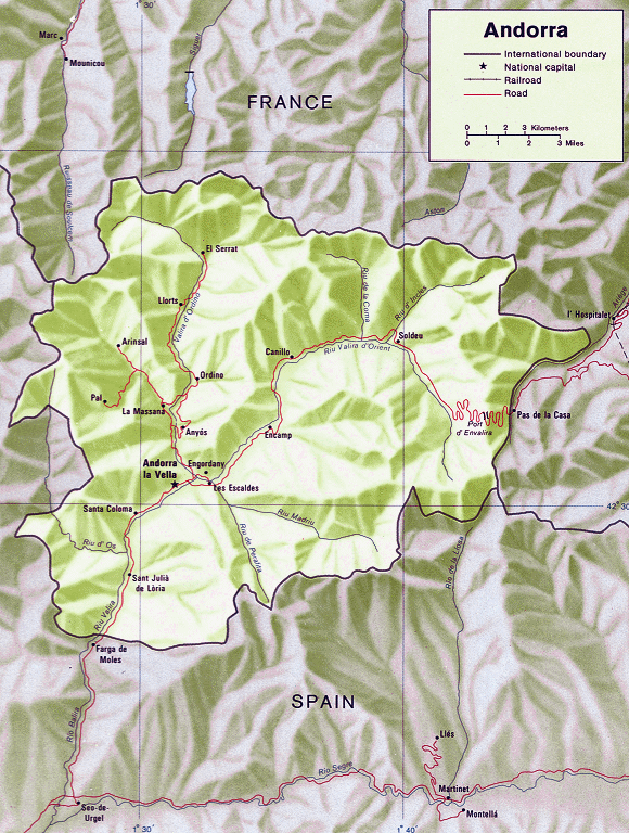 Carte de l'Andorre.