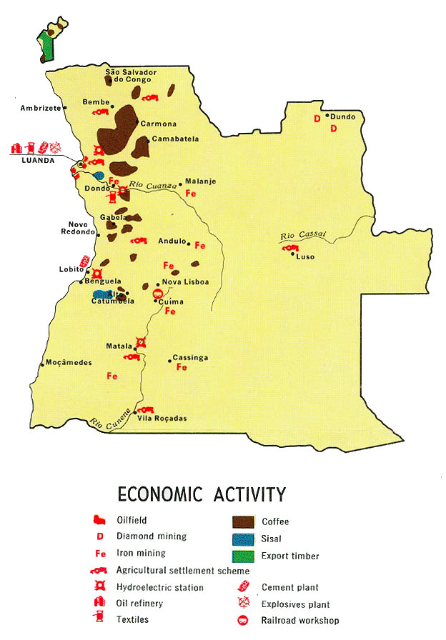 Carte de l'Angola  (conomie).