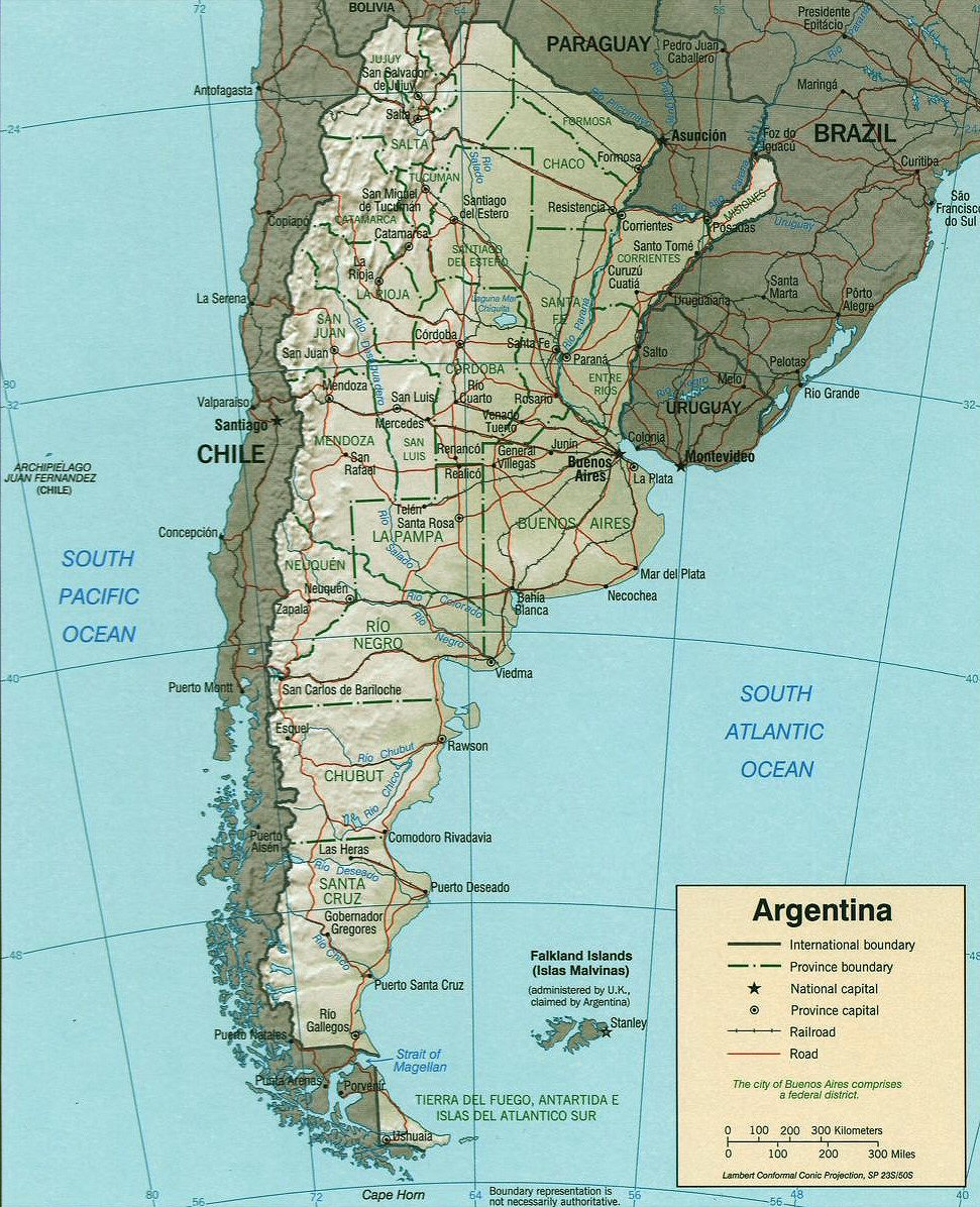 Carte de l'Argentine.