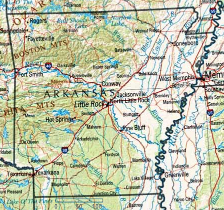 Carte de l'Arkansas.
