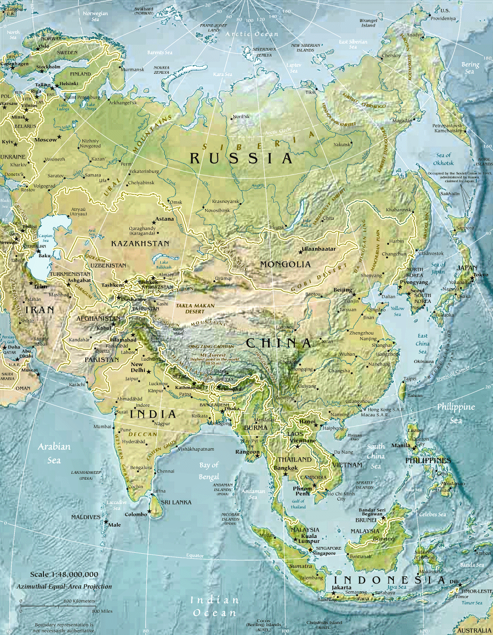 Carte de l'Asie (physique).