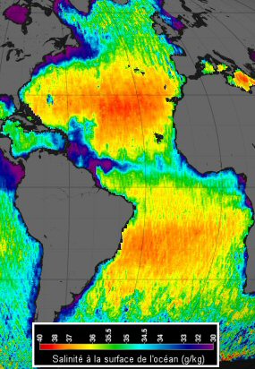 Carte de la salinité de l'océan Atlantique