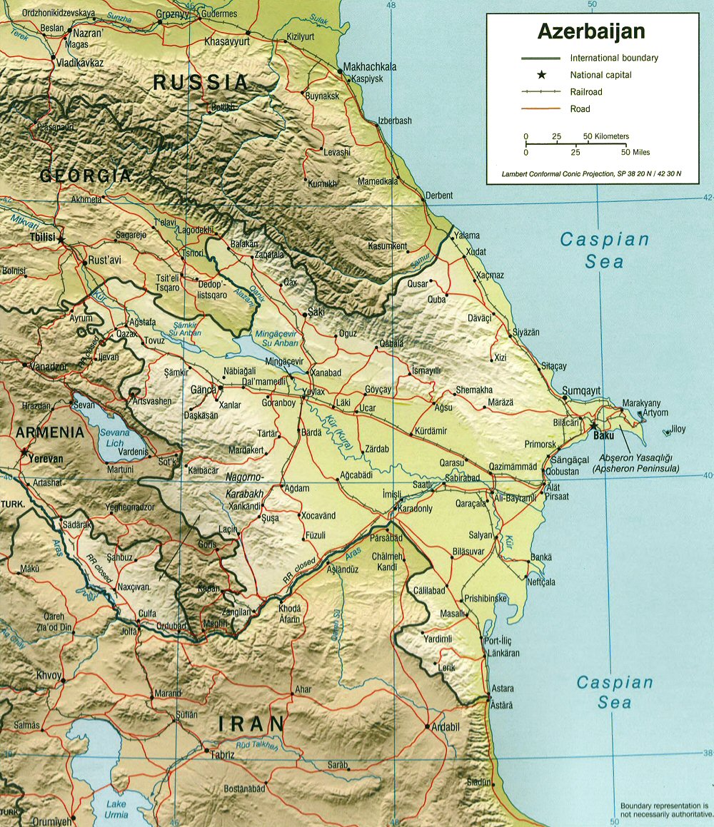 Carte de l'Azerbaidjan.