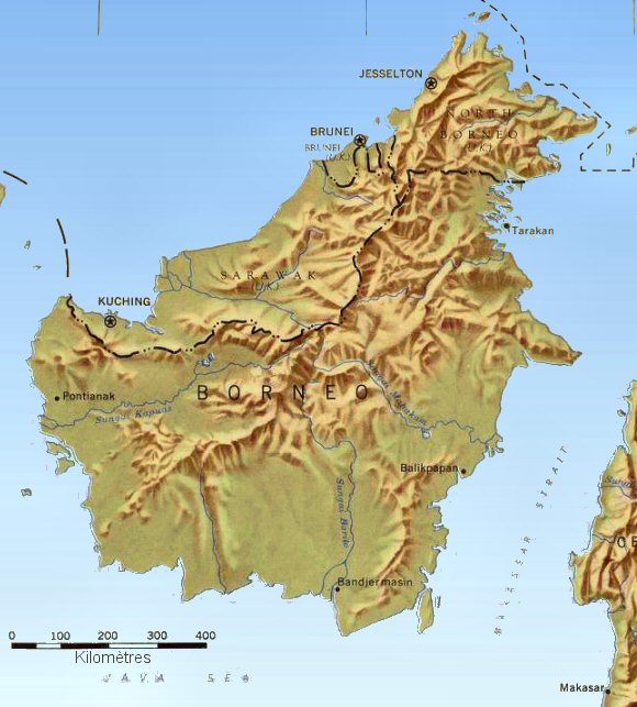 Carte de Bornéo.