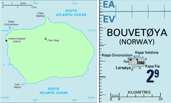 Carte de l'île Bouvet.