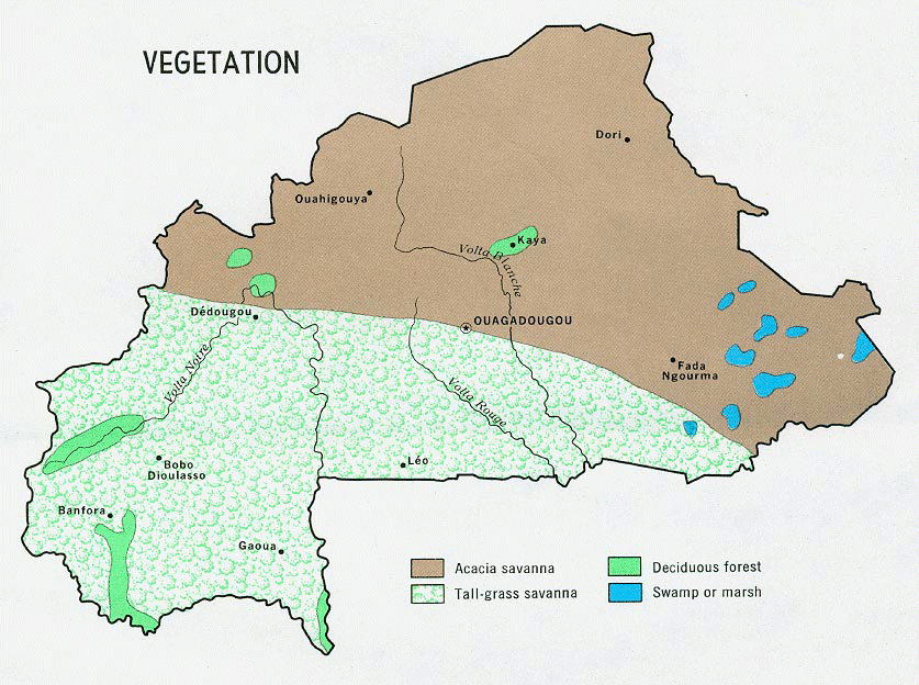 Carte du Burkina-Faso (vgtation).