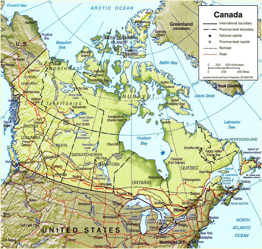 Carte du Canada (topographie).