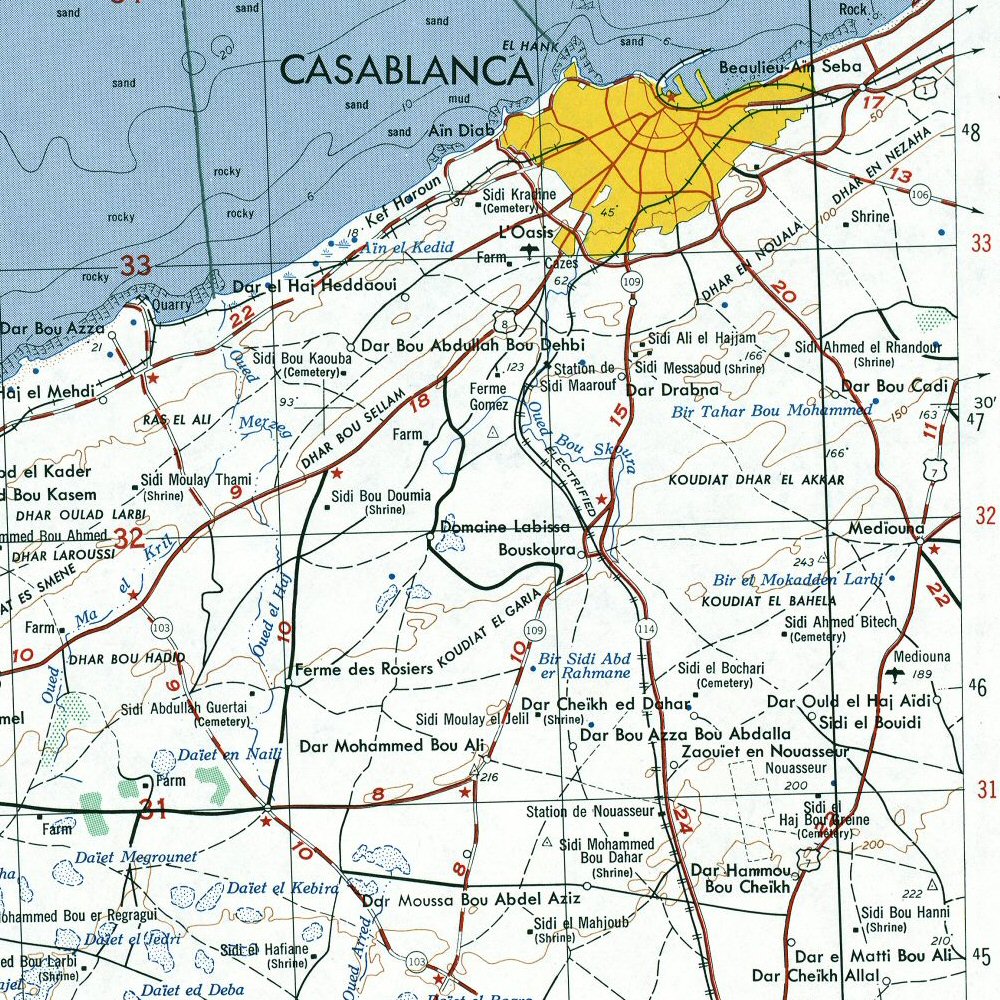 Carte du Maroc : la rgion de Casablanca.