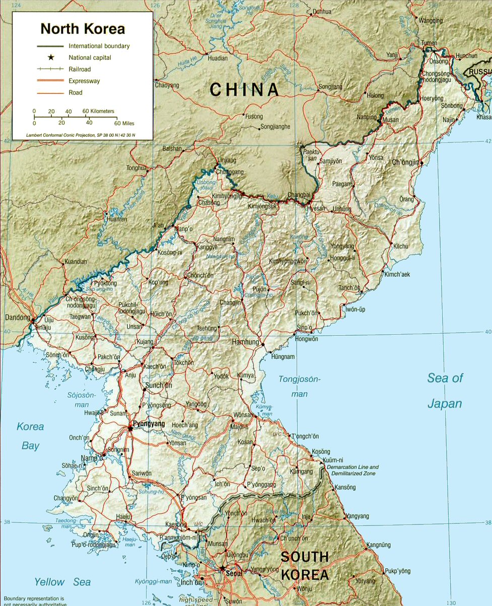 Carte de la Corée du Nord