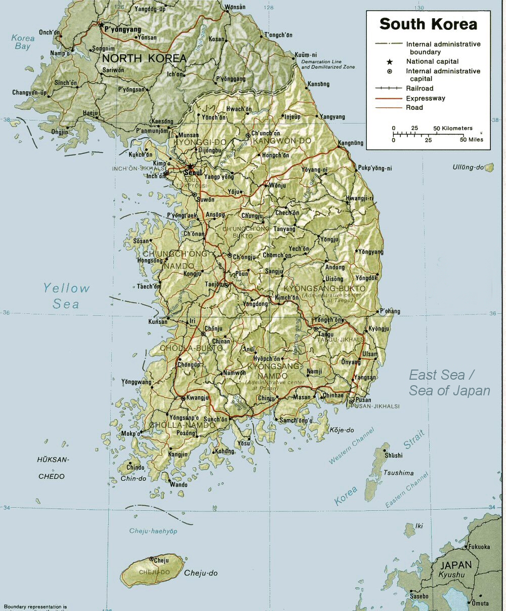 Carte de la Core du Sud.