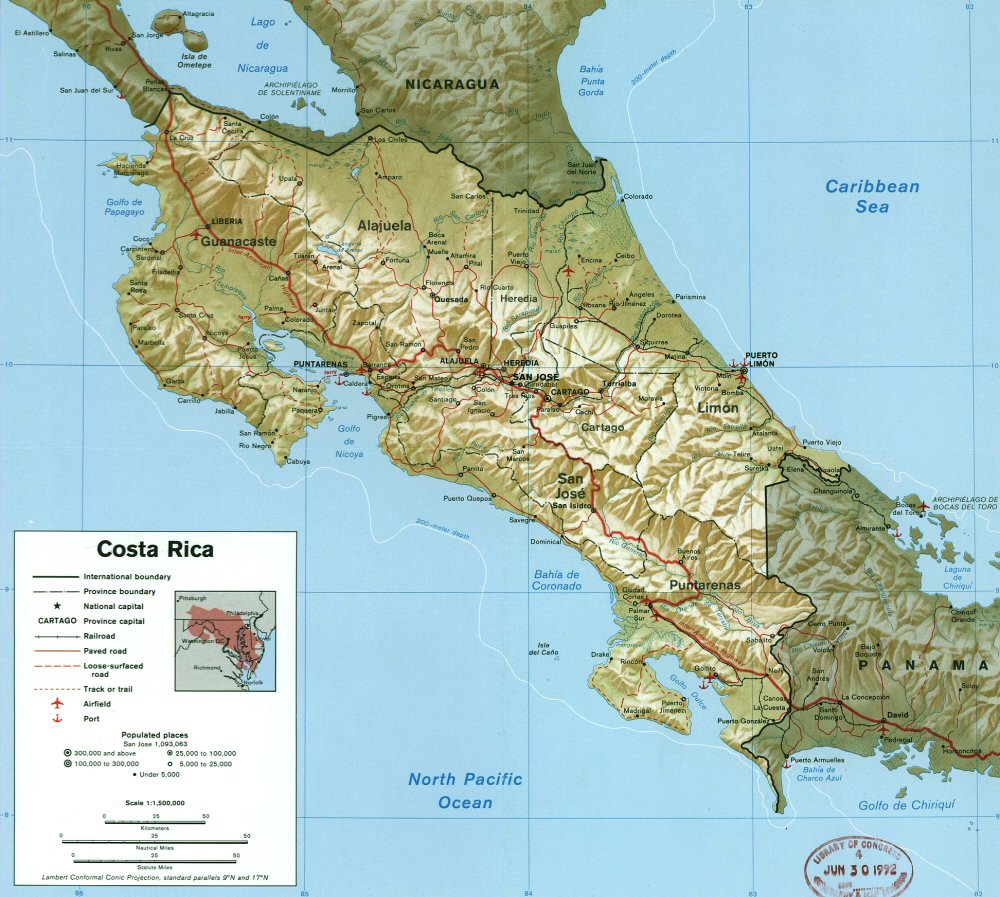 Carte du Costa Rica.