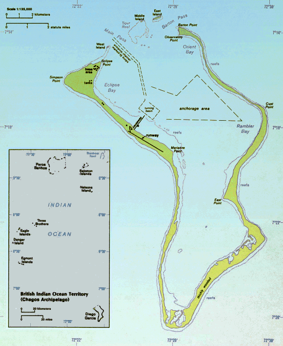 Carte du Territoire britannique de l'Océan indien.