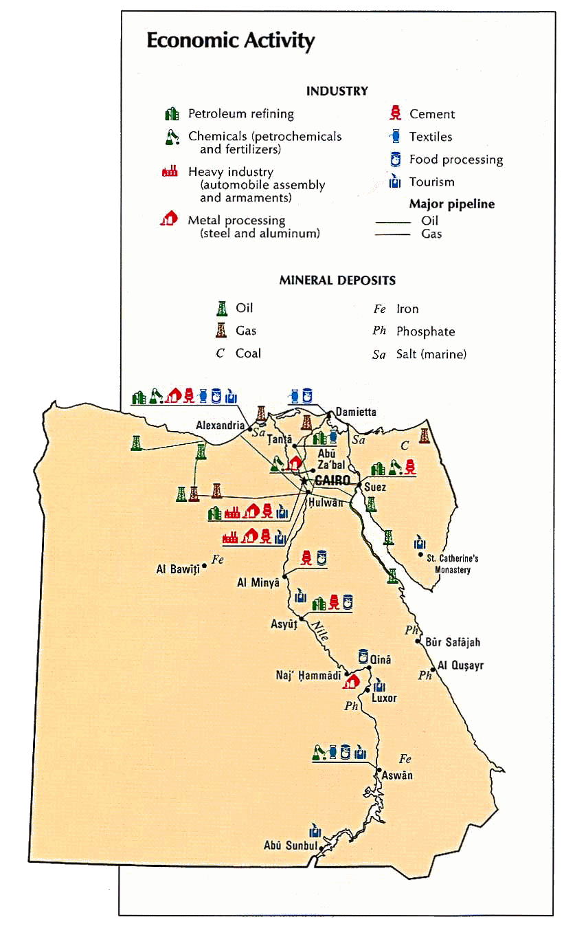 Carte de l'Egypte (conomie).