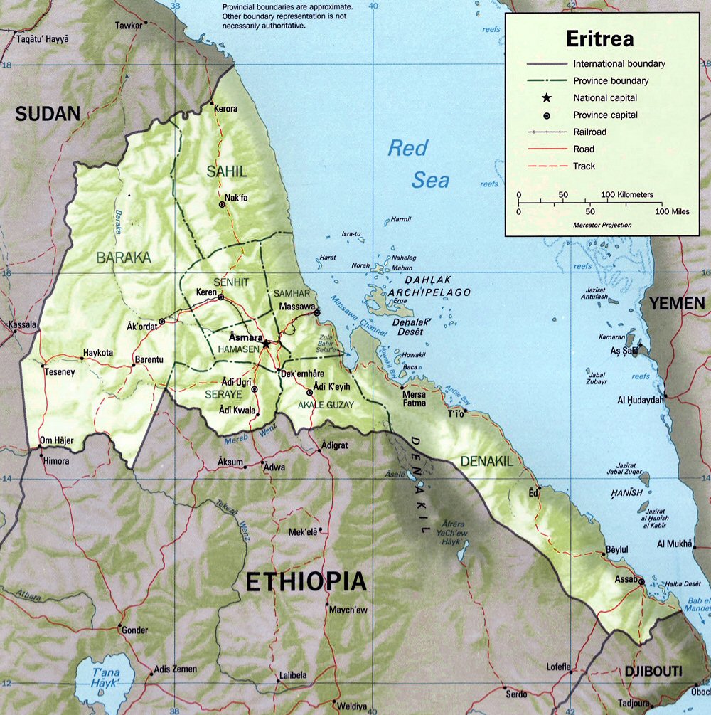 Carte de l'Erythre (topographie).