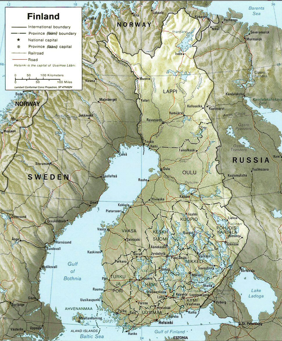 Carte de la Finlande (gographie).