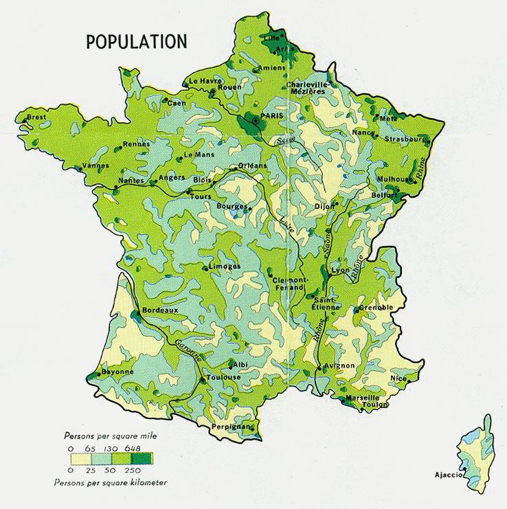 Carte de la France : dmographie.