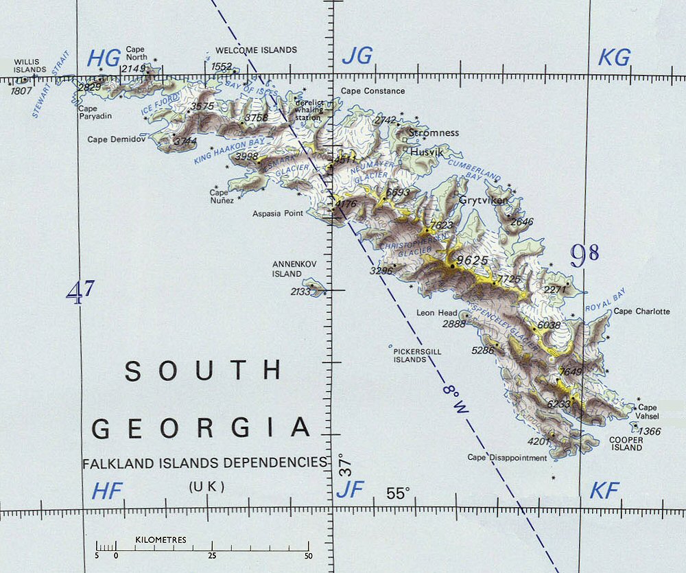 Carte de la Gorgie du Sud.