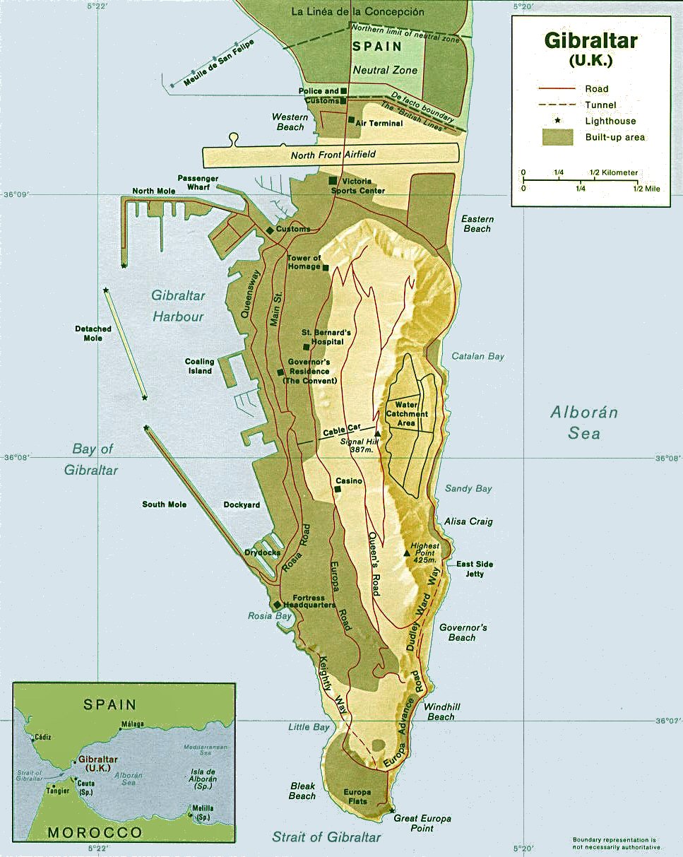 Carte de Gibraltar (topographie).