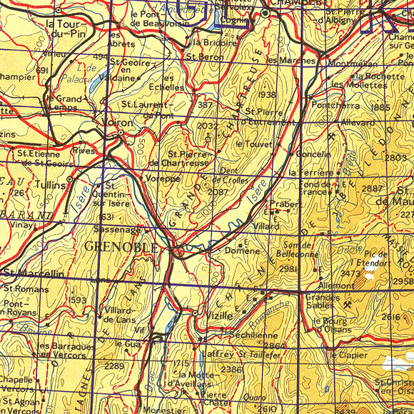 Carte des environs de Grenoble et du Grsivaudan.