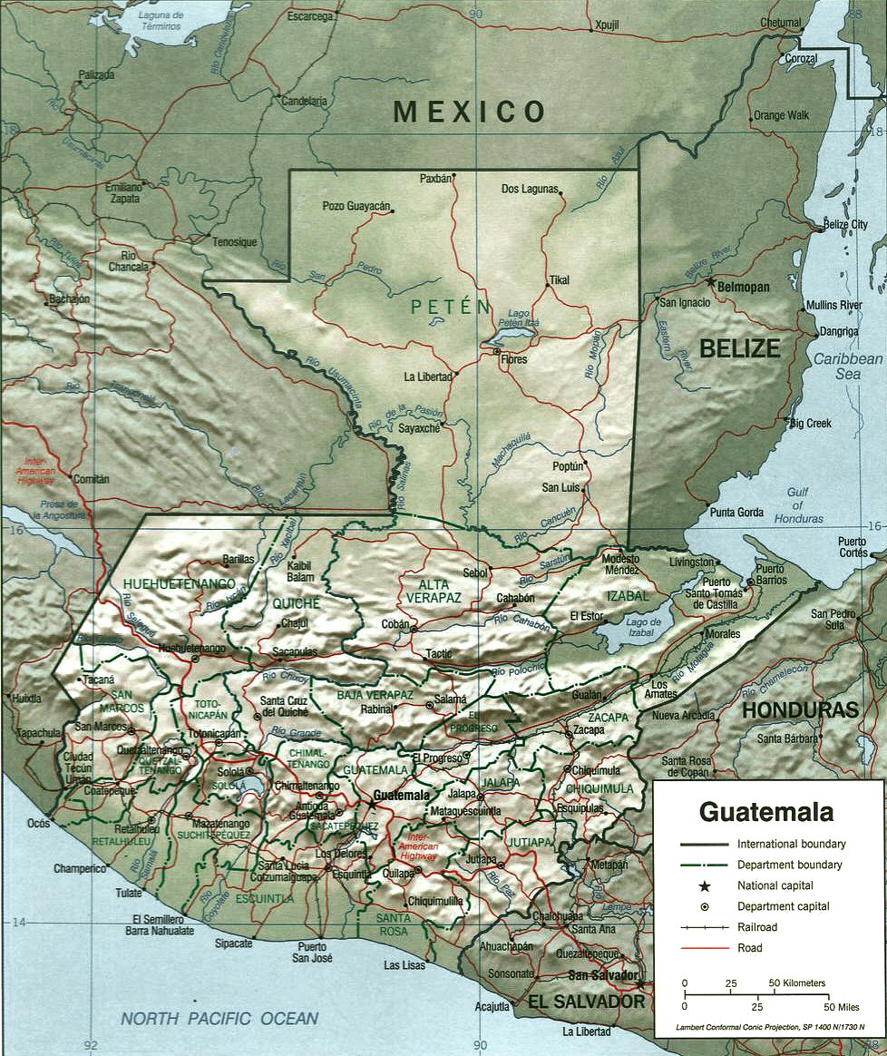 Carte du Guatemala.