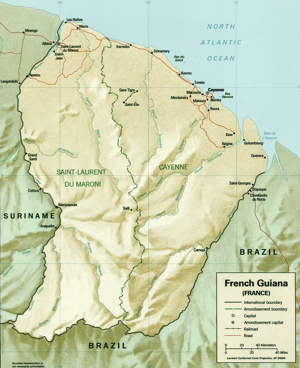 Carte de la Guyane Franaise.
