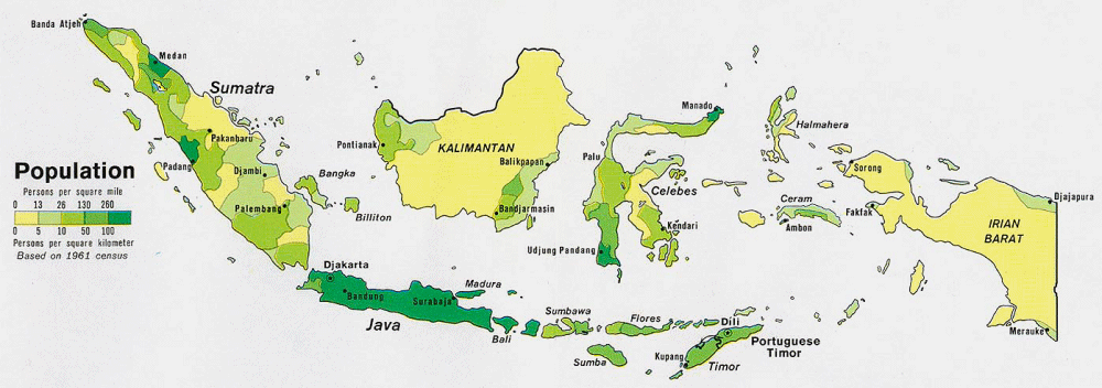 Carte de l'Indonésie (démographie).