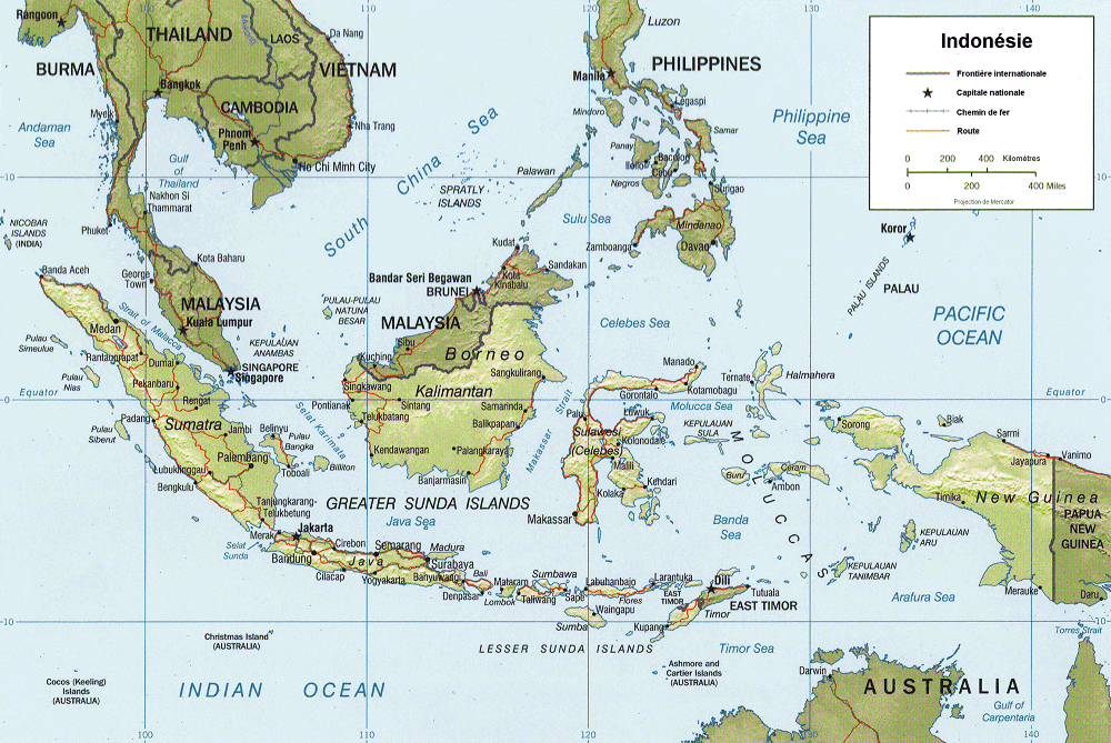 Carte de l'Indonésie.