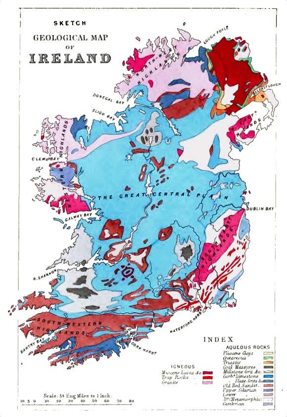 Carte géologique de l'Irlande.