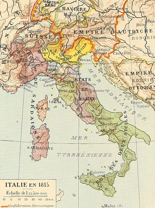 Carte de l'Italie en 1815.
