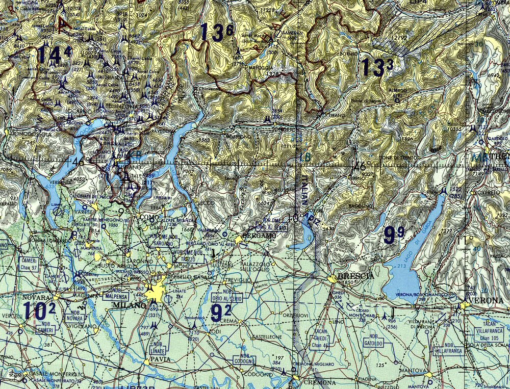 Carte de l'Italie (rgion des lacs et de Milan).