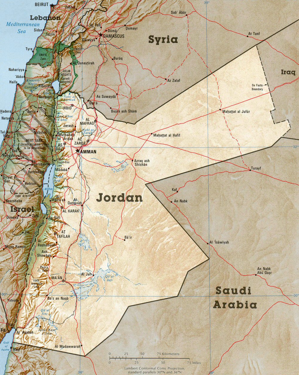 Carte de la Jordanie (gographie).