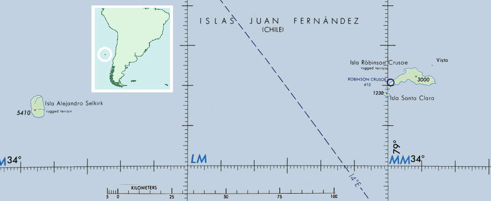 Carte des îles Juan Fernandez.