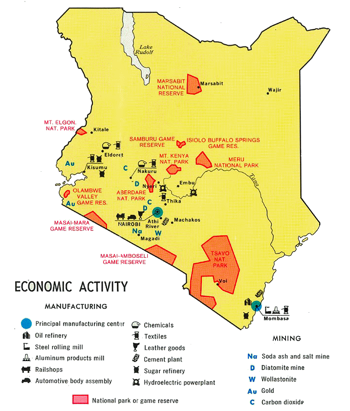 Carte du Kenya (conomie).