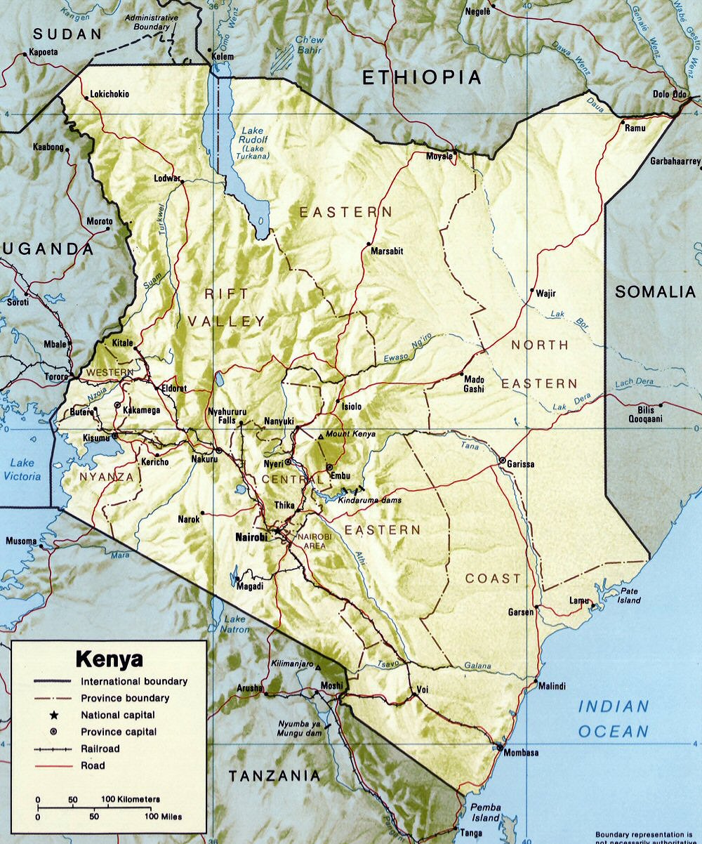 Carte du Kenya (topographie).