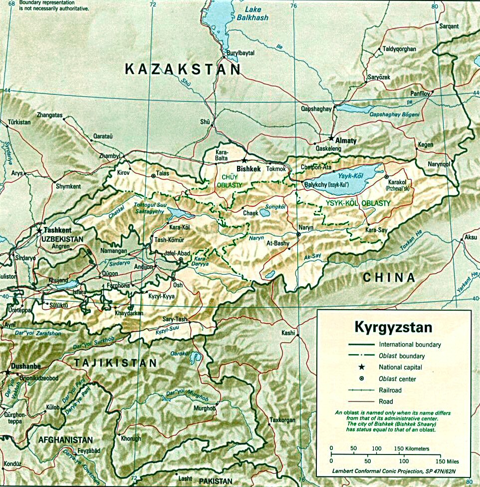 Carte du Kirghiztan.