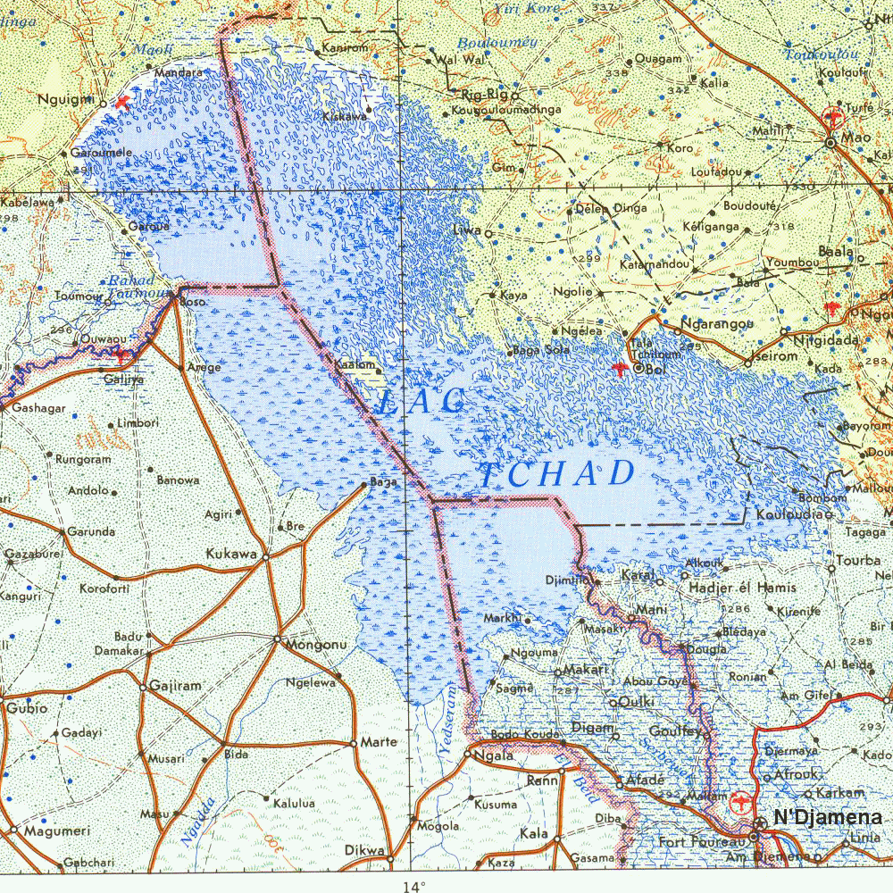 Carte du lac Tchad.