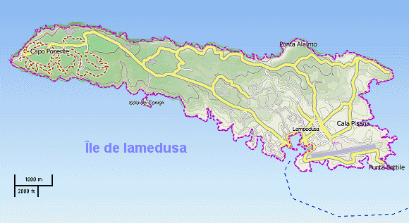 Carte de l'le de Lampedusa.