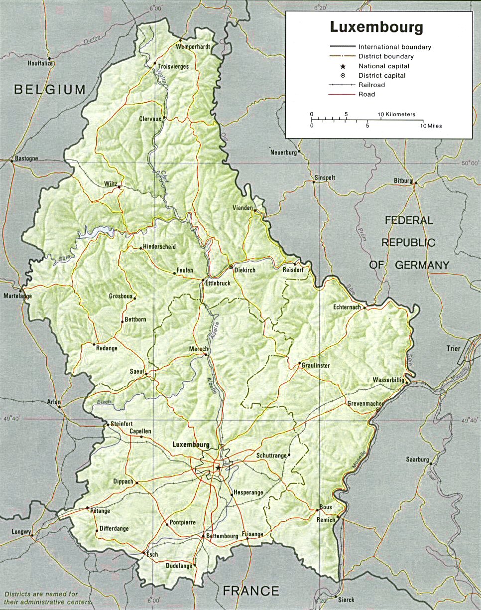 Carte du Luxembourg (topographie).