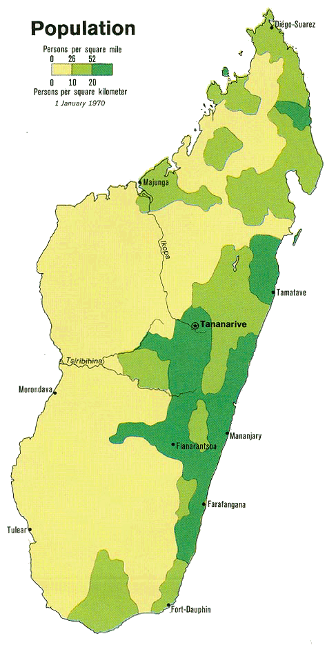 Carte de Madagascar (dmographie).