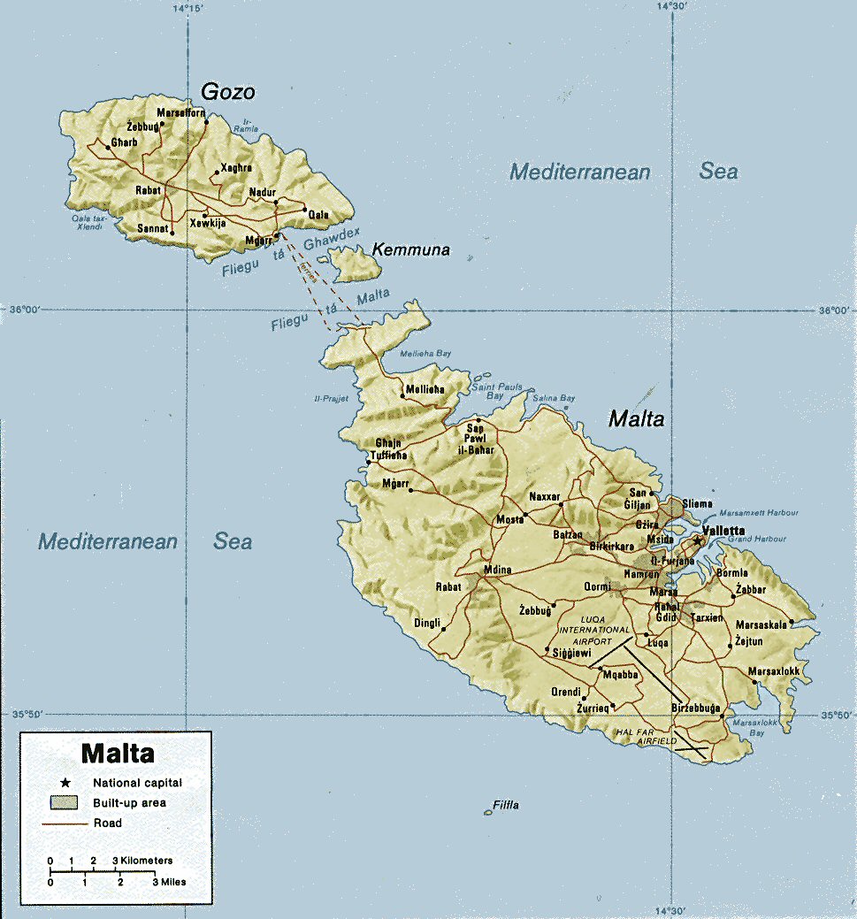 Carte de Malte (topographie).