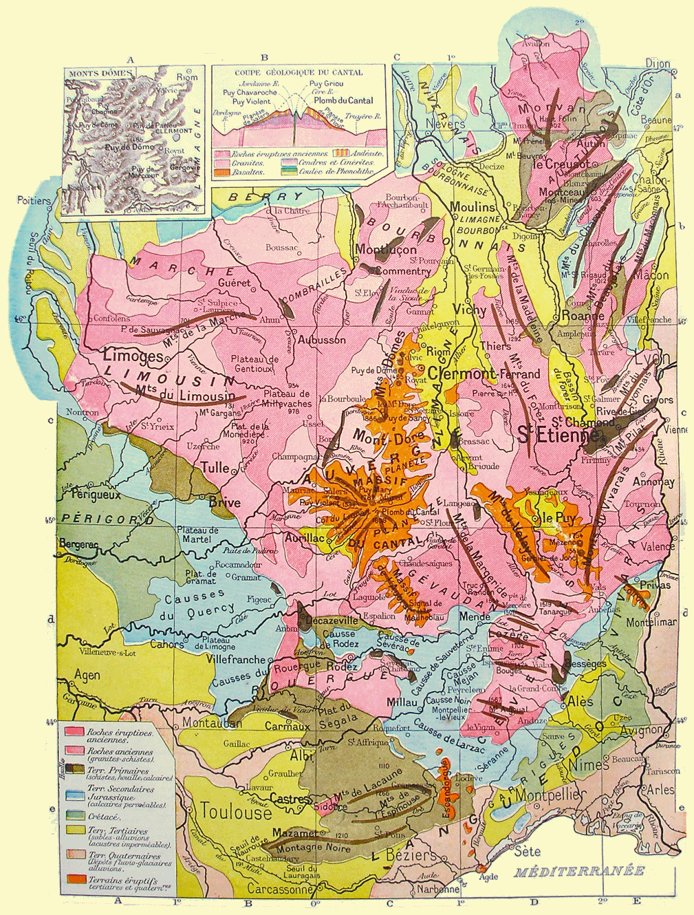 Carte gologique du Massif Central.