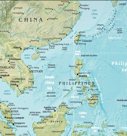 Carte de la mer de Chine (geographie physique).