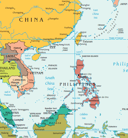 Carte de la mer de Chine (geographie politique).