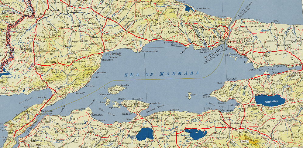 Carte de la Mer de Marmara.